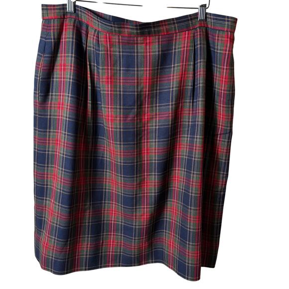 Vintage David Brooks Midi Skirt Size 18 Red Purple Tartan Plaid Knee Heritage - Picture 1 of 10
